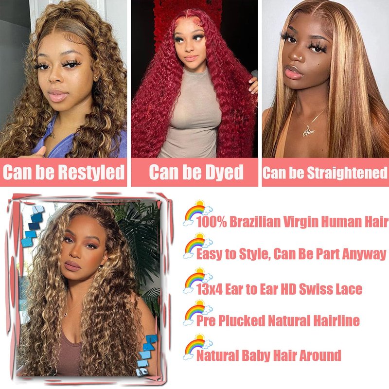 JFOOHD Blonde Bob Wig Human Hair 613 Lace Front Wig 13x4 HD Lace Frontal Straight Wigs Human Hair Pre Plucked With Baby Hair Short Bob Wigs for Women 180% Density 12 Inch