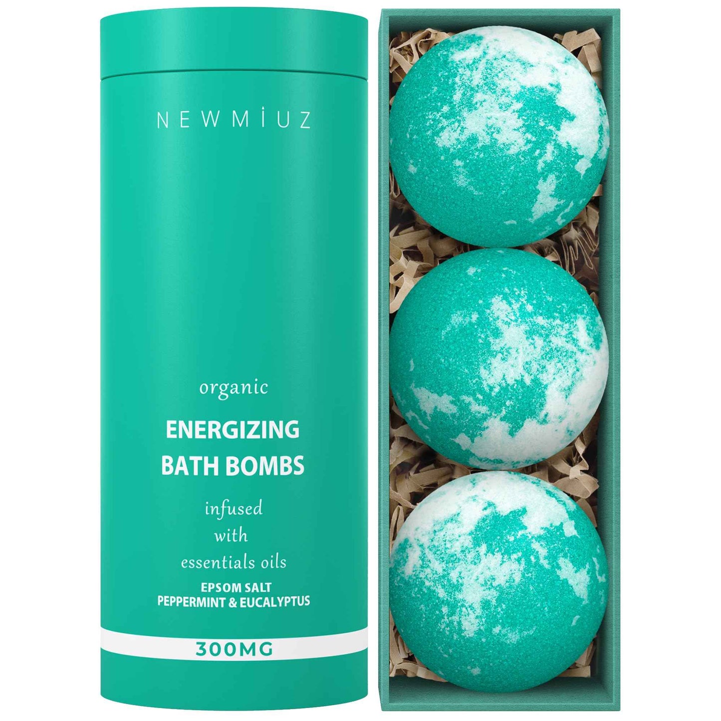 Menthol Fizzing Bath Bomb Eucalyptus Peppermint Epsom Salt Refreshing Bubble Spa with Essential Oil Infused Post Workout Sore Muscles Recovery Gift