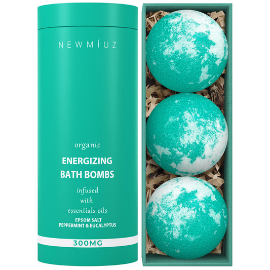 Menthol Fizzing Bath Bomb Eucalyptus Peppermint Epsom Salt Refreshing Bubble Spa with Essential Oil Infused Post Workout Sore Muscles Recovery Gift