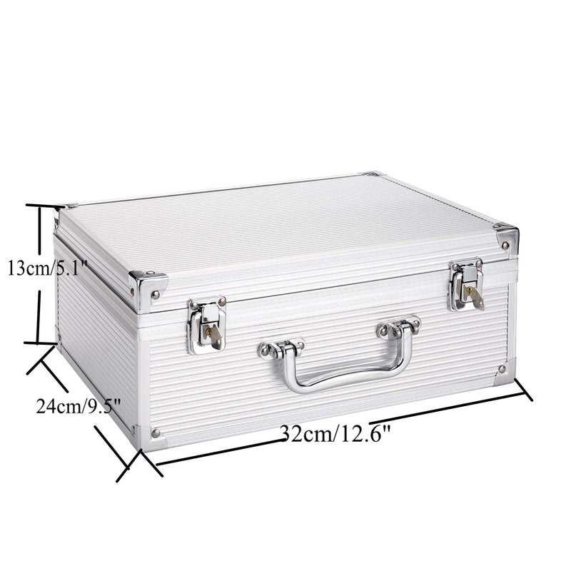 Tattoo Kit Case,Tattoo Kit Box 12.6" x 9.5" x 5.1" W/Lock Makeup Carrying Bag Storage Case Organize with Clasp,Aluminum Alloy with Sponge for Tattoo Equipment Cosmetic Makeup Tools (silver)