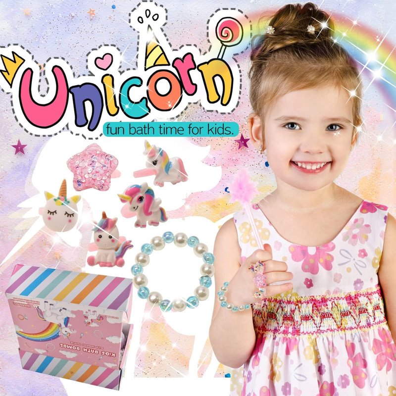 Bath Bombs for Kids with Toys Inside Bath Bombs for Girls with Surprise Inside Unicorn Bubble Bath Toys for Kids Ages 4-8 Gifts Girls Toys Age 4 5 6 7 8 Years Old Toddler Princess Birthday Gift