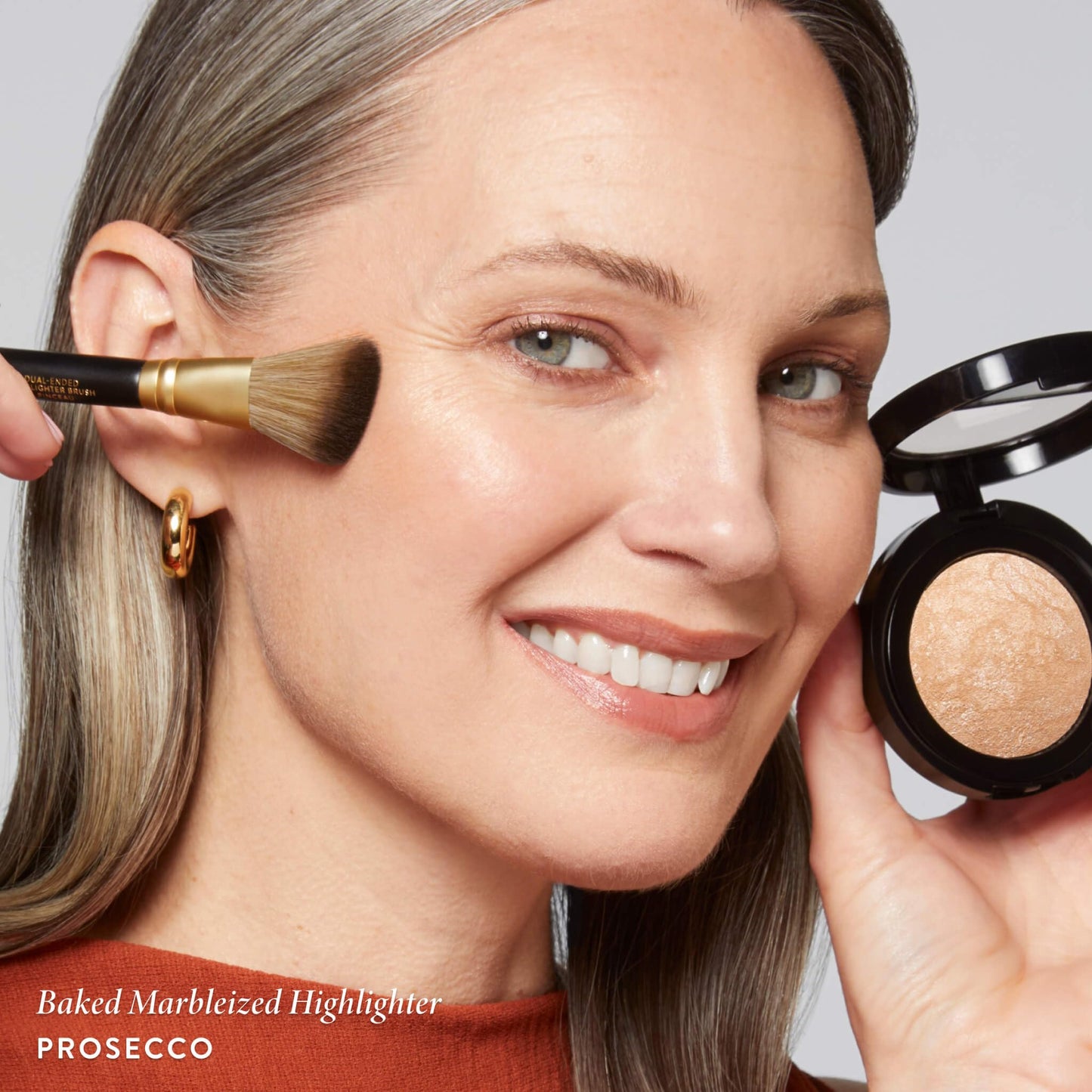 LAURA GELLER NEW YORK Baked Marbleized Highlighter, Prosecco - Radiance Enhancing Makeup - Powder Highlighter Face Makeup