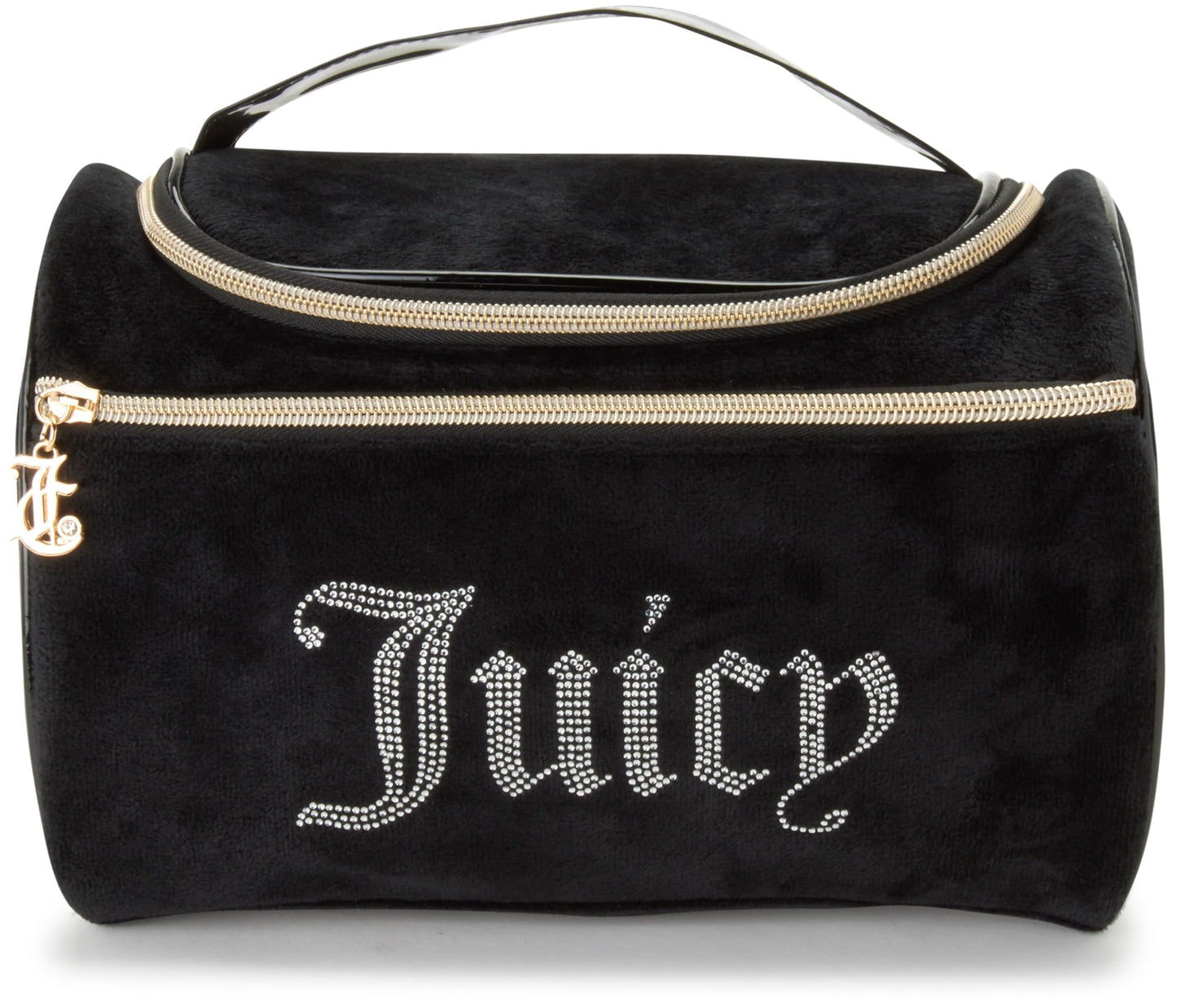 Juicy Couture Makeup Bag Cosmetics Organizer Travel Essentials Hanging Duffel Velour Rhinestones