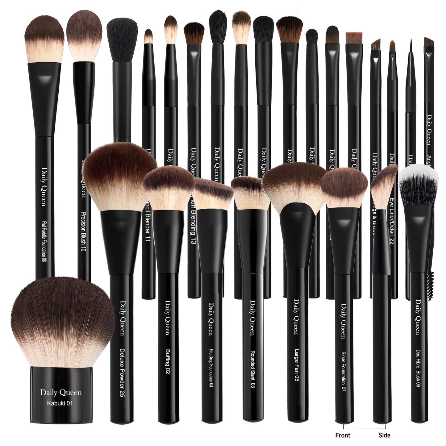 25 pcs Makeup Brush Set Holder Black Professional Kabuki Powder Concealers Eye shadows Blush Eyeliner Eyebrow Contour Eye blending Brushes (25pcs brush with box)