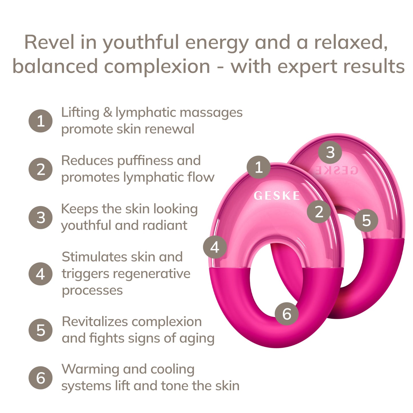 GESKE SmartAppGuided™ Cool & Warm Eye Massager | 7 in 1 | Multifunctional Massager | Eyes & Face | Battery-free Cooling & Warming | Firms, Relaxes & De-Puffs Skin | Ring-shaped Design for Easy Grip