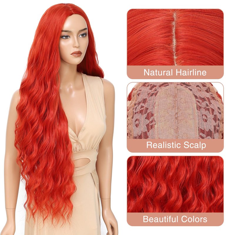 Atohallan Long Black Wig for Women 36 inch Super Long Water Wavy Wigs Heat Resistant Synthetic Soft Wavy Fluffy Curly Wig for Daily Party Use Halloween Wig