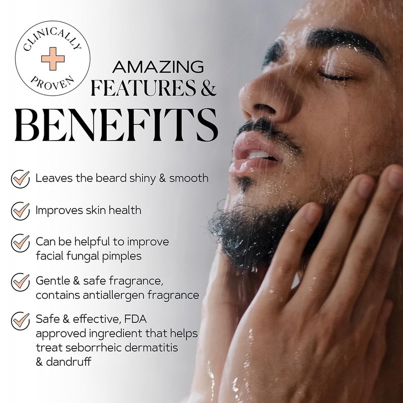 KAMEDIS Beard Wash - Dandruff & Flake Free Men's Shampoo with Pyrithione Zinc | 6.7 Oz