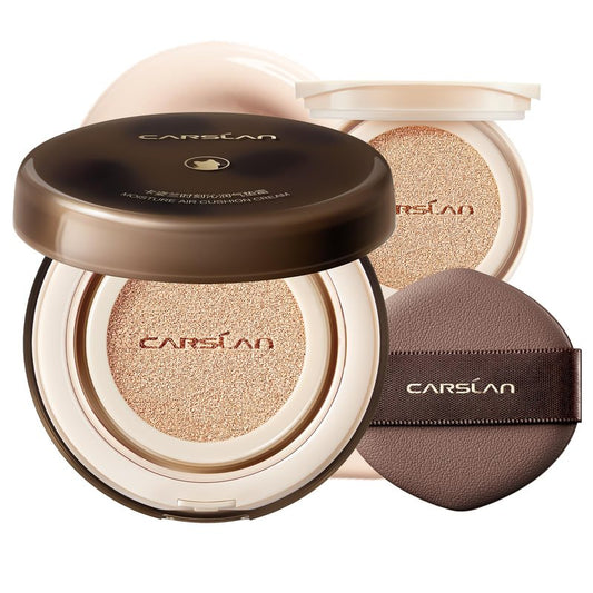 CARSLAN Moisture Air Cushion Cream Face Foundation Makeup, Lightweight, Full Dewy Coverage, Builable Glow, Finish Foundation with Hyaluronic acid, P01 Fair Pink For Dry Skin (Refill Included)