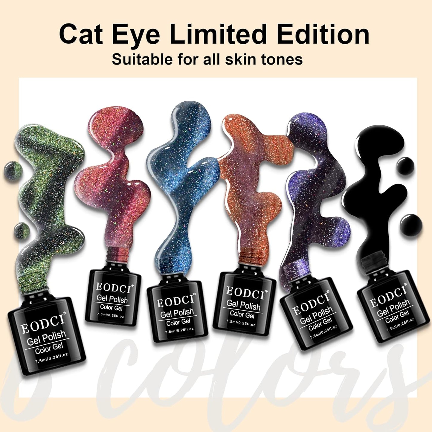 Cat Eye Gel Nail Polish Set - 9D Galaxy Chameleon Effect | 7.5ml x 6 with Magnet Stick for DIY Nail Art