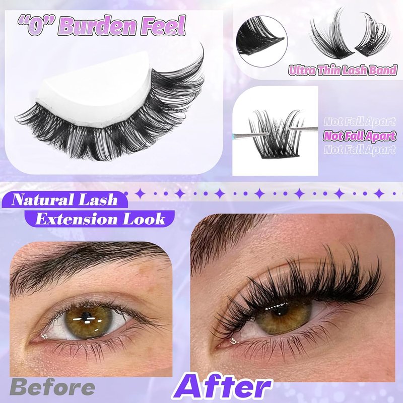 Eyelash Clusters - Wispy 10-18mm Natural Volume Extensions | 168pcs DIY Individual Lashes with Soft Thin Band