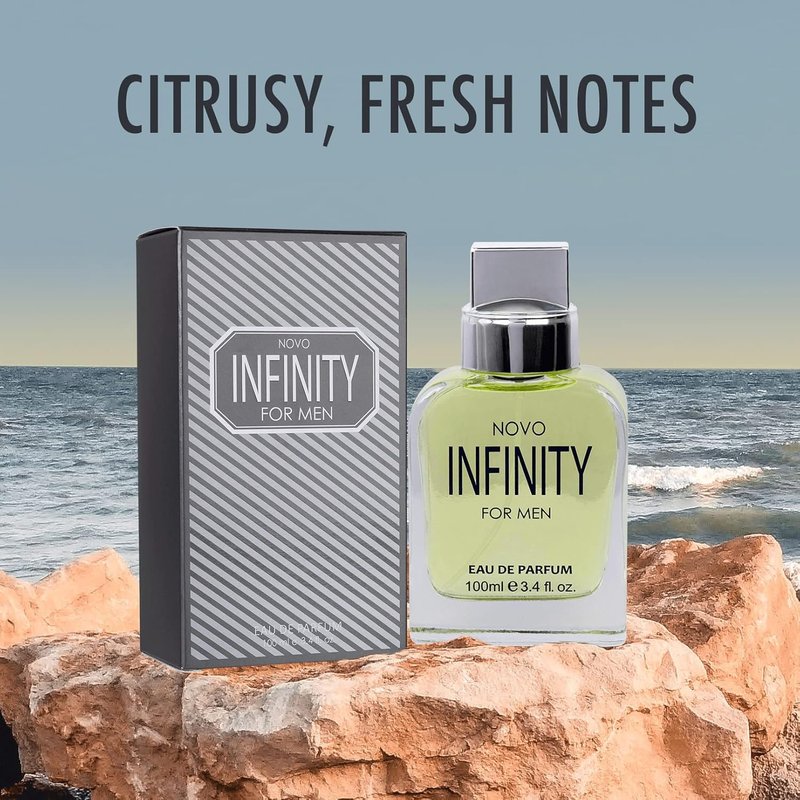 NovoGlow Infinity Eau De Parfum for Men - Refreshing Citrus & Floral Scent | 3.4 Fl Oz Perfect Gift Option