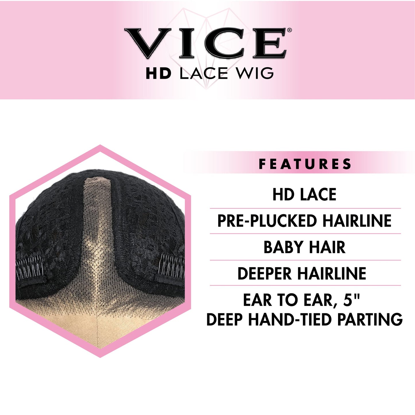Sensationnel Vice Lace Front Wigs - Unit 14 5 Inch Deep Part Synthetic Preplucked Hairline (1B OFFBLACK)