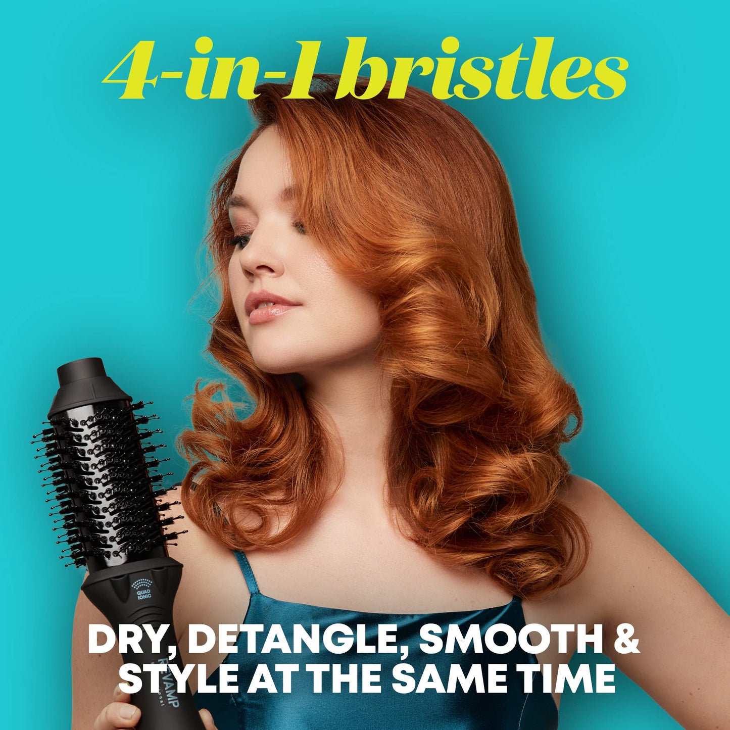 Revamp Progloss Perfect Blow Dry Volume Styler - Ceramic Barrel Hair Dryer Brush for Wet or Dry Styling, Infused with Progloss Oils for Frizz-Free Shine - Auto-Off & 9' Swivel Cord