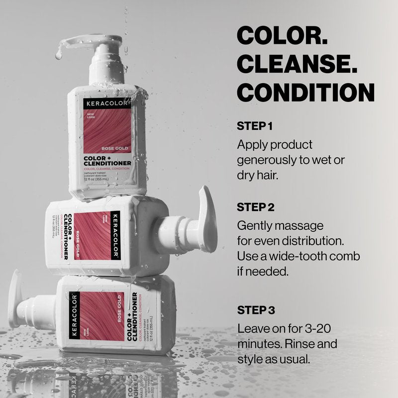 Keracolor Clenditioner ROSE GOLD Hair Dye - Semi Permanent Hair Color Depositing Conditioner, Cruelty-free, 12 Fl. Oz.