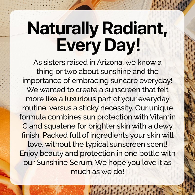 EveryRay Suncare - Sunshine Serum - Enriched Mineral Suncreen Serum - 1.69 fl oz - SPF 50 with skin hydrating squalane and Vitamin C - For All Skin Types and Skin Tones