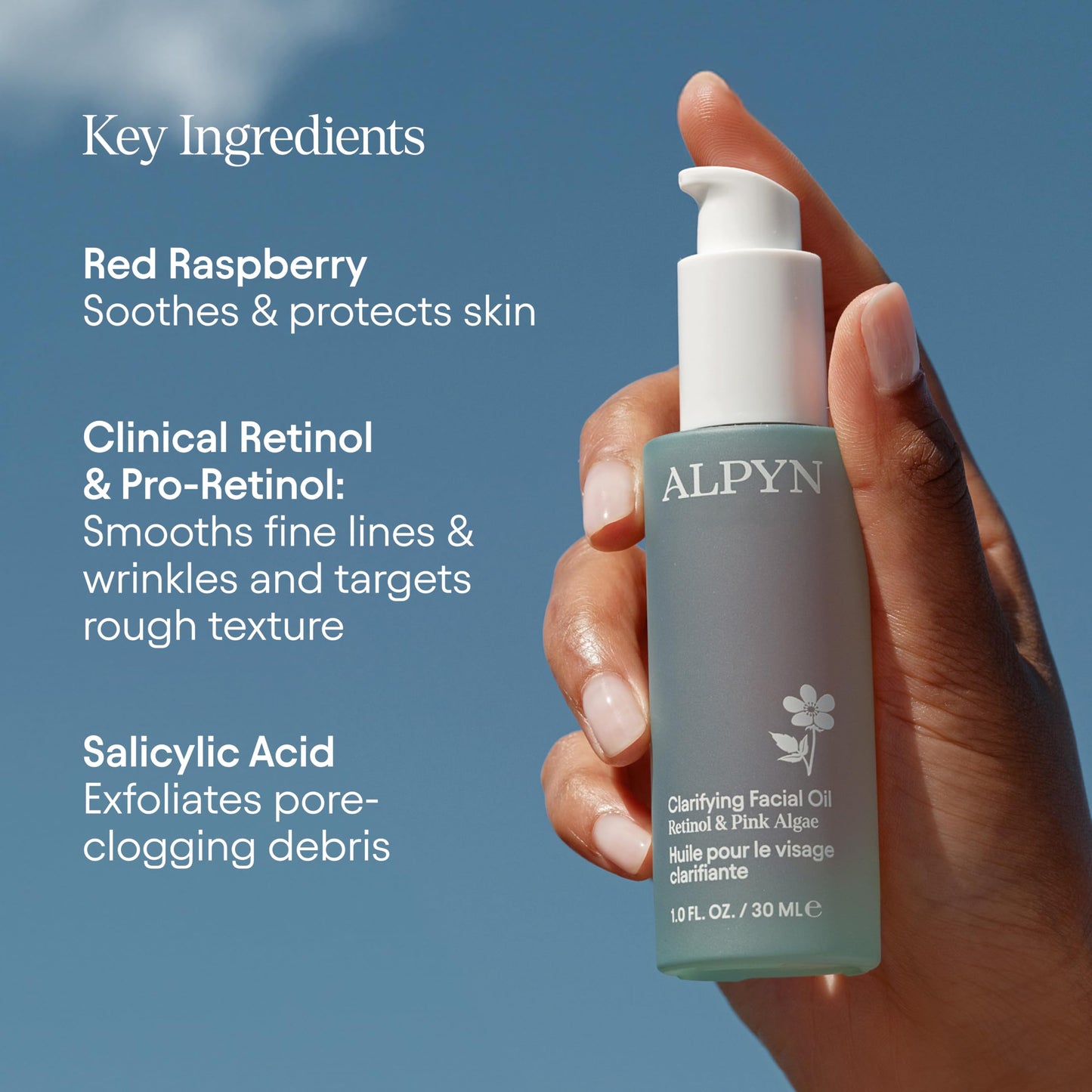 ALPYN Clarifying Facial Oil with Retinol & Pink Algae | Clear Congestion, Smooth Fine Lines, Improve Texture & Glow | 1 Fl Oz / 30 ml