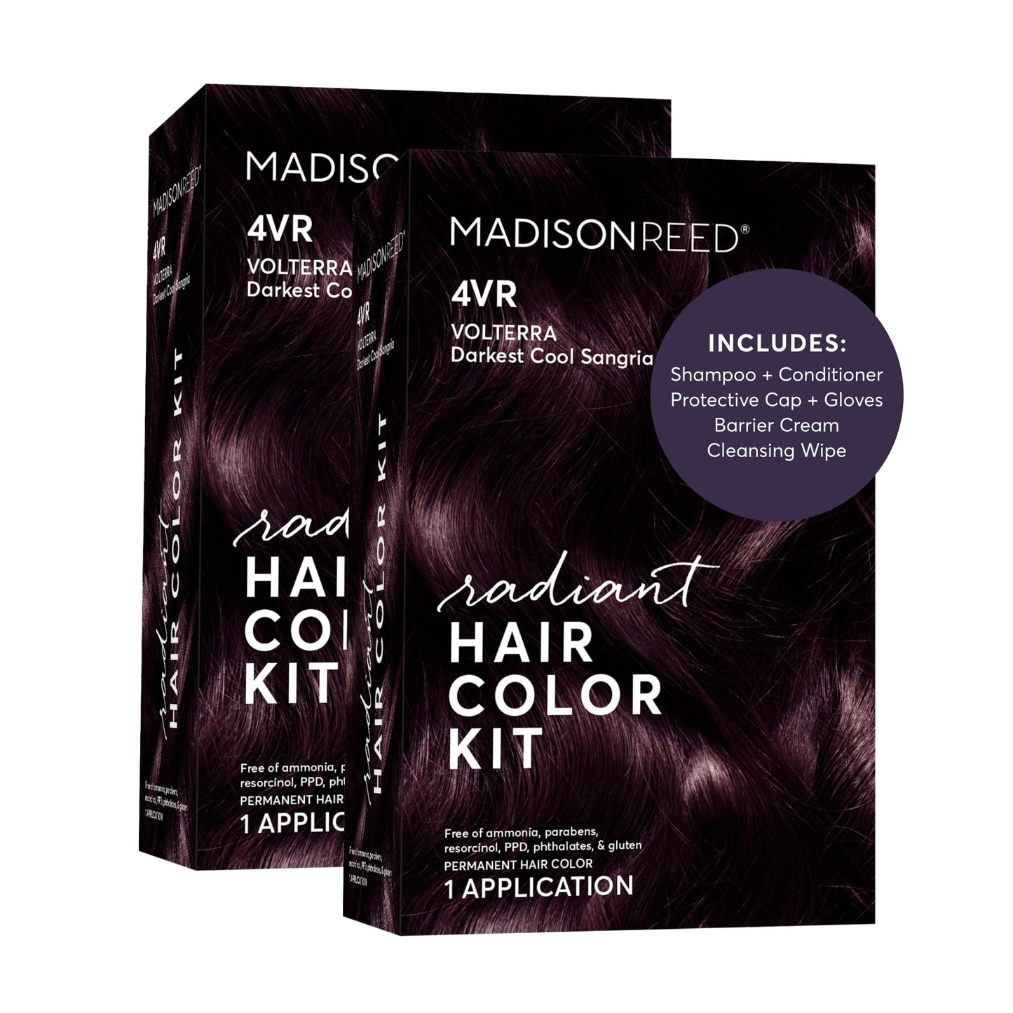 Madison Reed Radiant Hair Color Kit - 4VR Darkest Cool Sangria with Vibrant Violet Red Tones (Volterra Amethyst), Vivid Permanent Hair Dye for Bold Color & Shine | PPD-Free & Ammonia-Free, 2 Pack