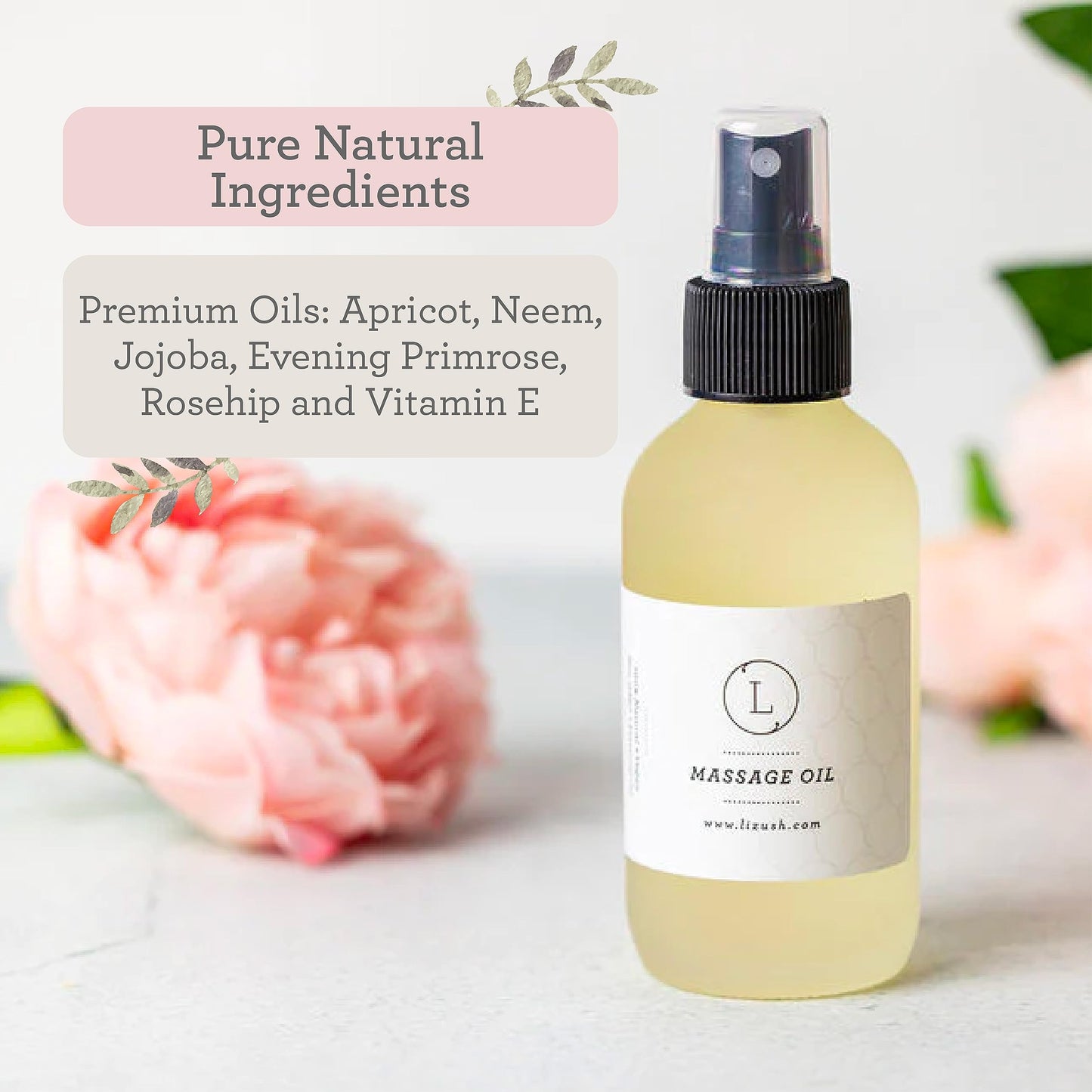Lizush Eucalyptus Massage Oil, Moisturizing Nourishing and Reviving Massage Oil for Silky Skin, 4 oz Pampering Body Oil for Men, Women, Natural, Vegan and Non GMO, Premium Oils Handmade in the USA