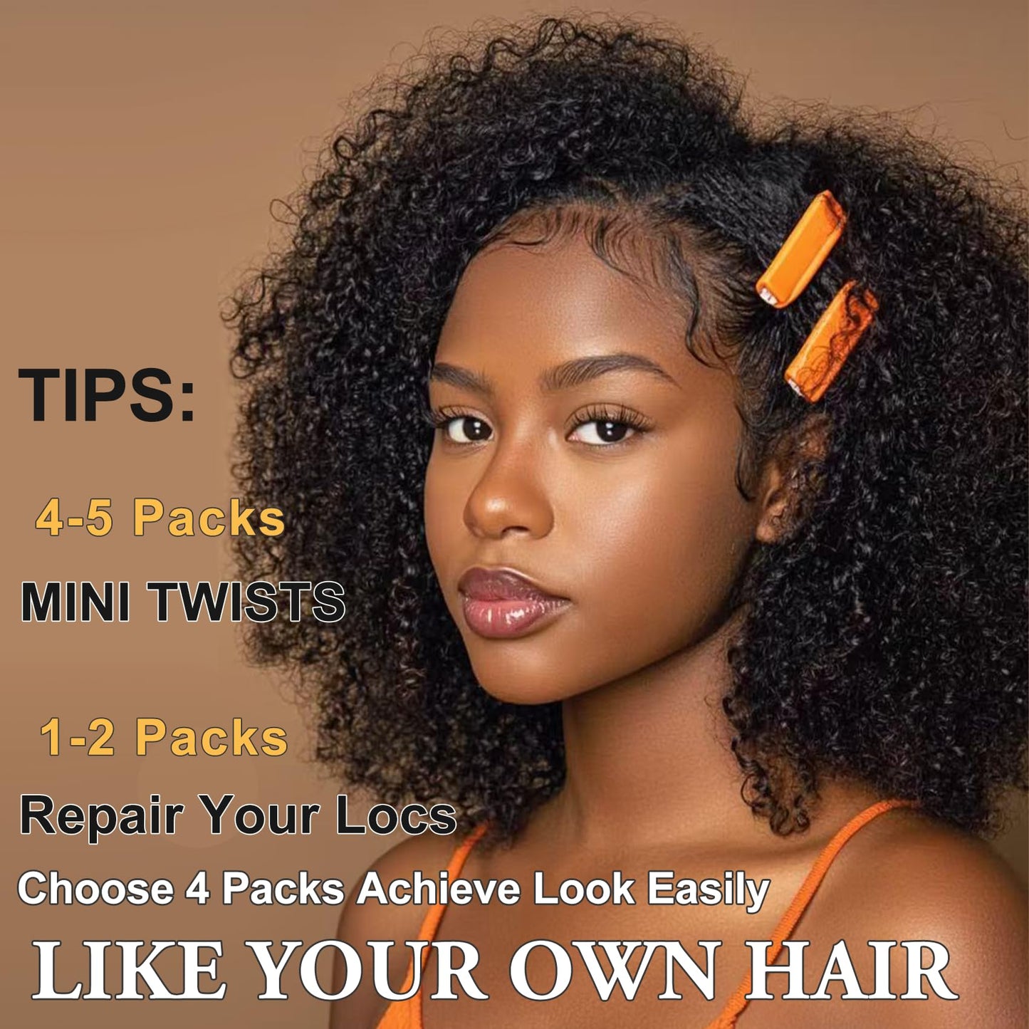Human Kinkyhair for Twist 10 Inch 2 Bulks Natural Black Afro Kinkys Bulk Human Hair for Dreadlocks Extensions,Repair Locs and Mini Twist