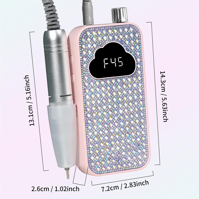 LIMEGIRL Professional Electric Nail File Drill Bits Kit 45000RPM for Acrylic Toenail Machine Clippers with 14 Drill Bit Gradient Pink Glitter Portable Rechargeable Cordless