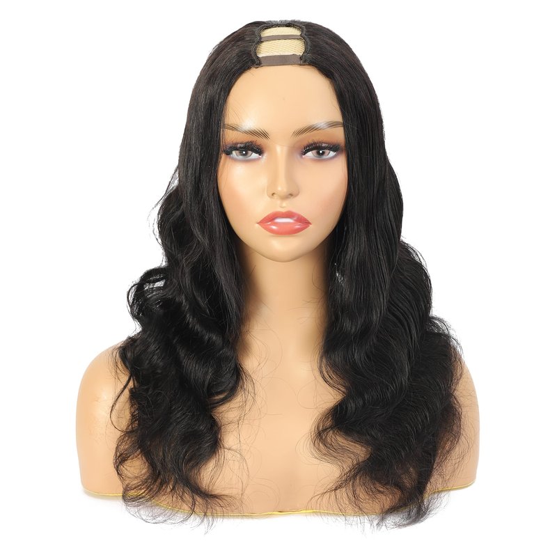 Amella Human Hair U Part Wig Body Wave Wigs for Black Women 150% Density U Shape Clip in Half Wig Glueless Wigs Full Head (16inch, Body Wave)