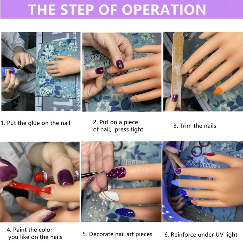 Practice Hand Kit for Acrylic Nails Fake Hand for Fake Nails Practice Hand and C- Clamp Holder Nail Mannequin Hand for Acrylic Kit Hand Practicing for Acrylic Nails (Dark Hand)