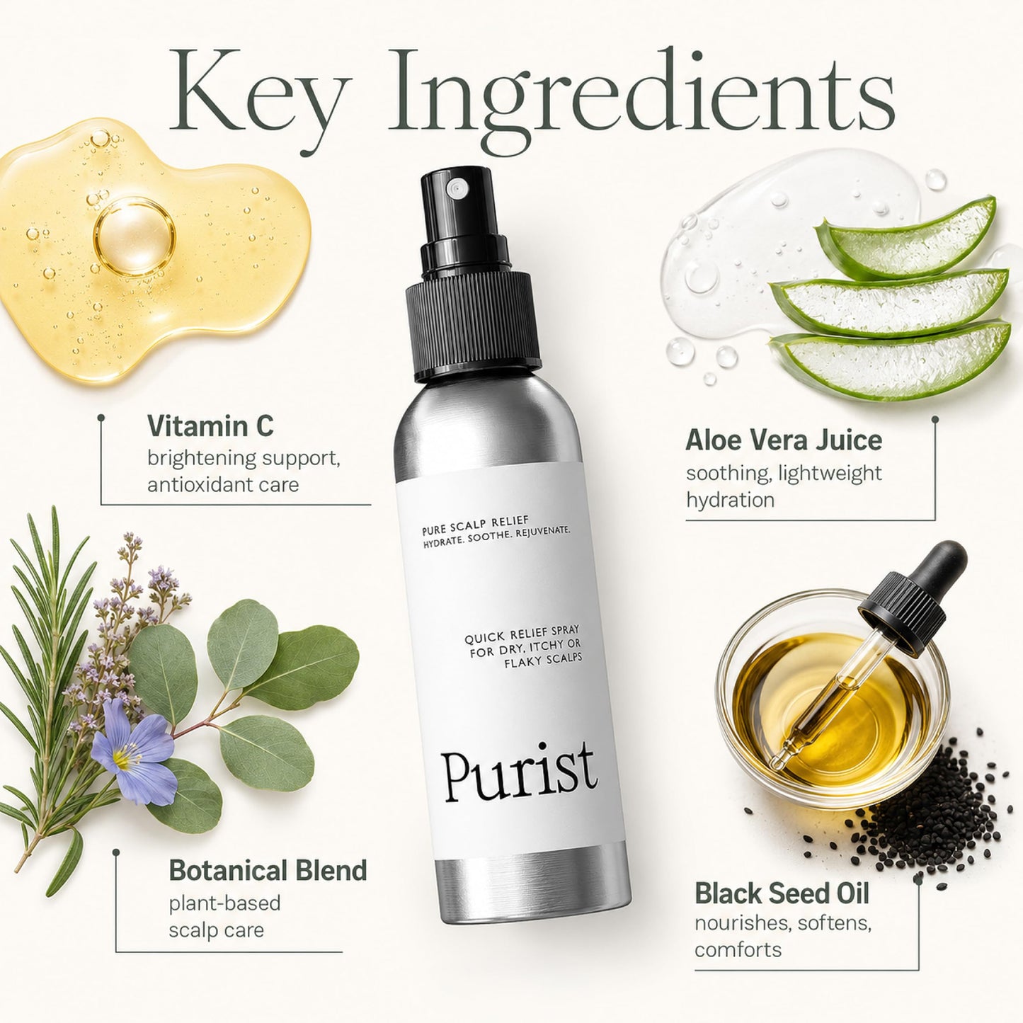 Purist Dandruff Spray – Leave-In Itchy, Dry Scalp Treatment – Hydrating, Lightweight, Soothing Scalp Moisturizer – Scalp Care Spray for Dryness, Dandruff, Flaky Scalp – Non-Greasy and Quick Relief