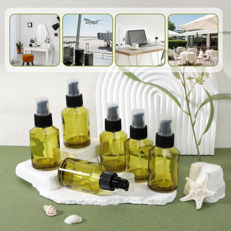 Segbeauty 18-Piece 2oz Glass Travel Lotion Containers - Refillable Mini Bottles with Pump Dispenser | Ideal for Skincare & Creams