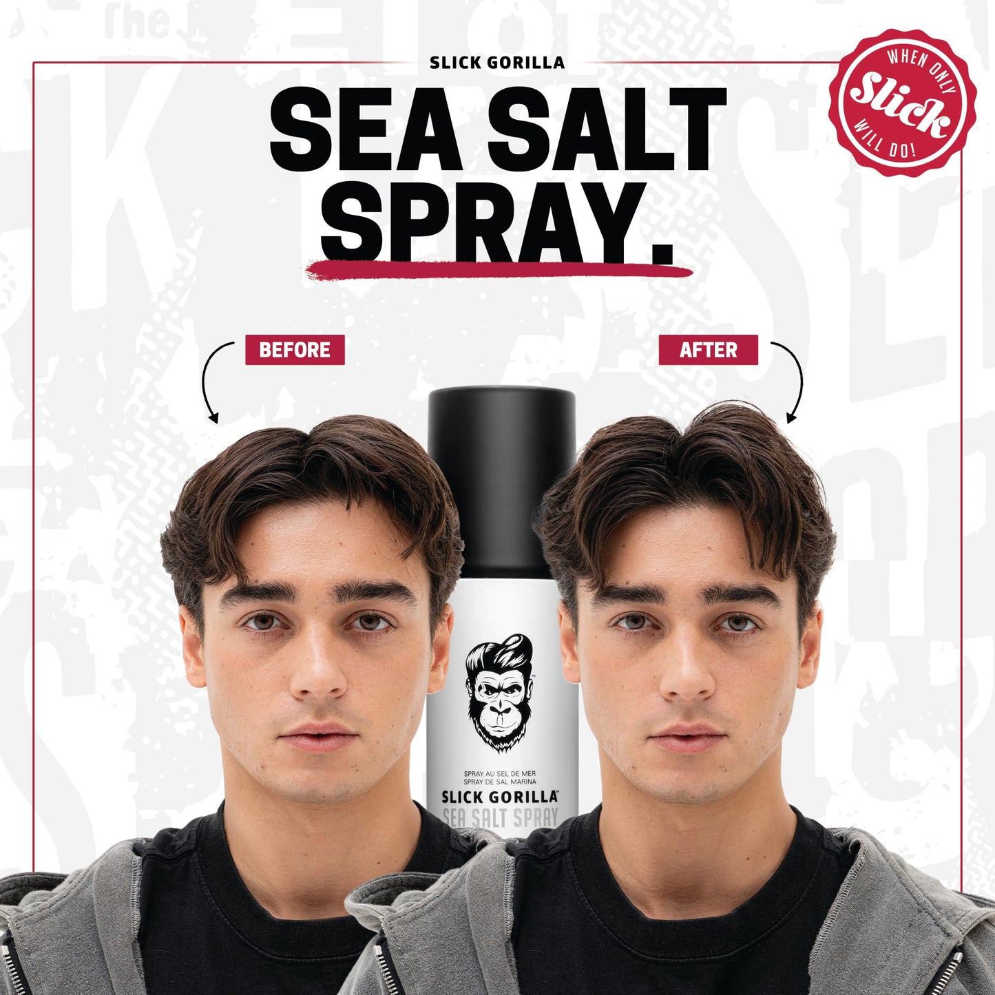 Slick Gorilla Men's Hair Styling Duo – Texture Powder (20ml) and Sea Salt Spray (200ml) | All-Day Hold, Matte Finish, Lightweight Volume & Texture