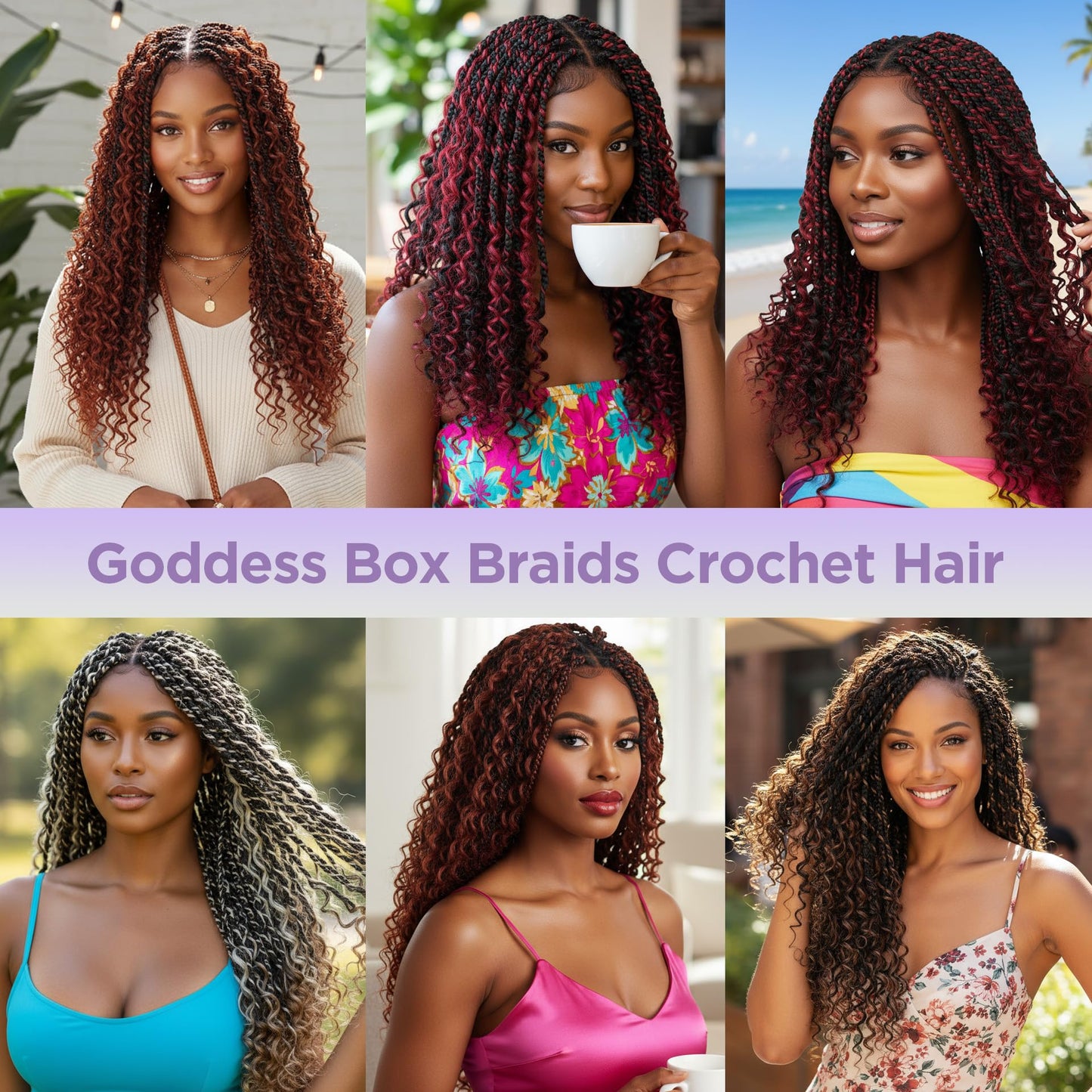 SALANNO Tornado Colorful Spirals Goddess Pre-looped Box Braid Extensions Crochet Hair for Black Women - Synthetic Boho Crochet Braids with Curly Ends(14inch, 9packs, 1B/132)