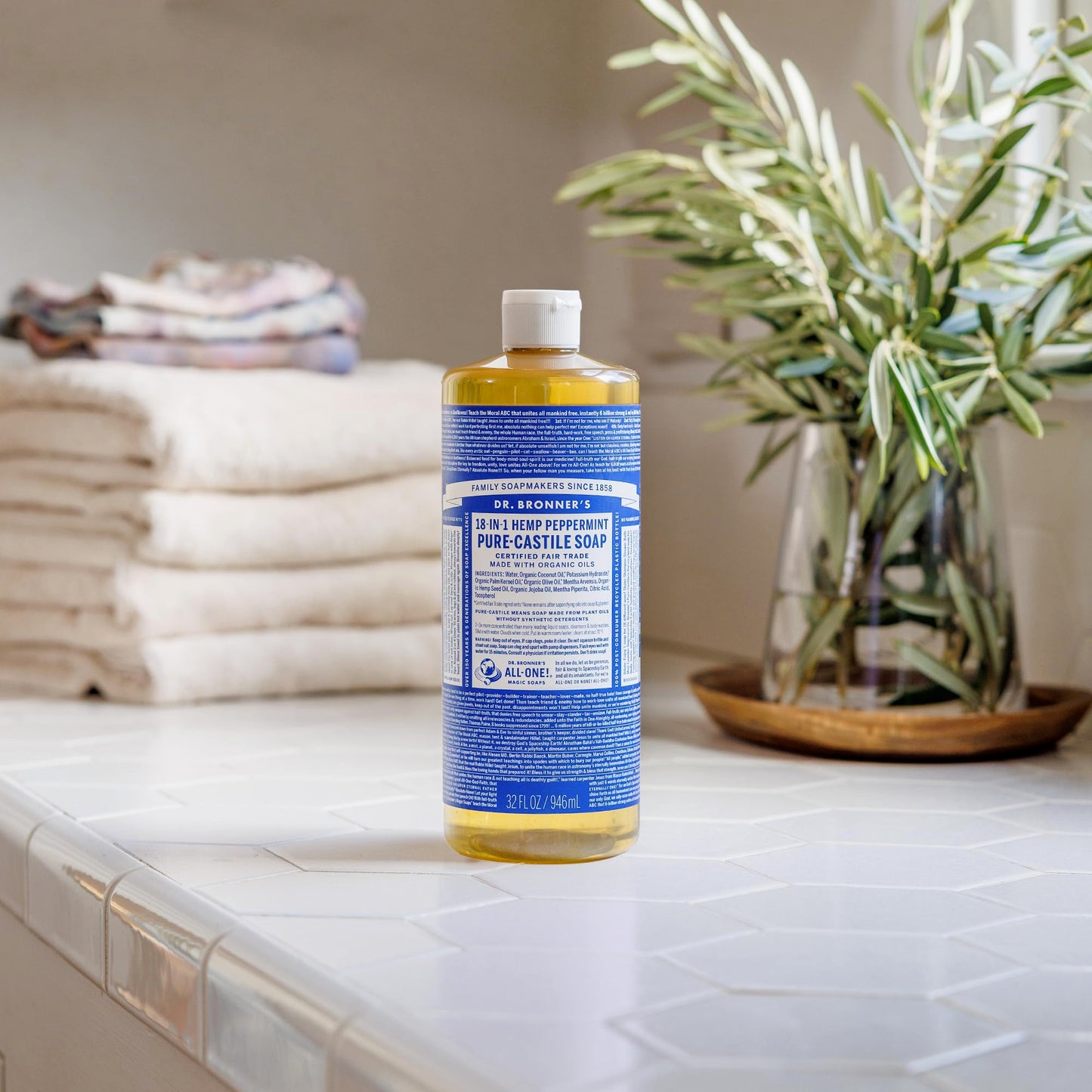 Dr. Bronner's - Pure-Castile Liquid Soap (Peppermint, 25 ounce) - Made with Organic Oils, 18-in-1 Uses: Face, Body, Hair, Laundry, Pets and Dishes, Concentrated, Vegan, Non-GMO (2-Pack)