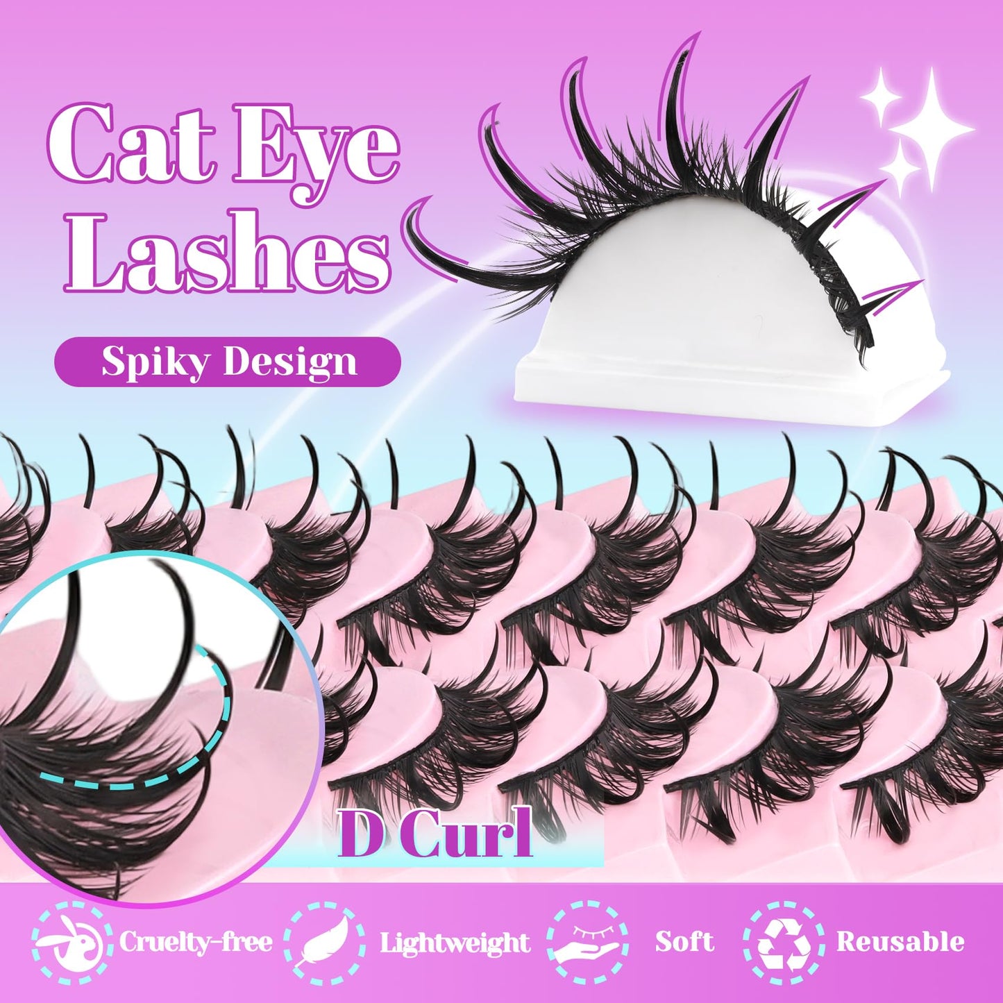 Losha Lashes Kit Manga Lashes Wet Look Dramatic False Eyelashes (Daring)