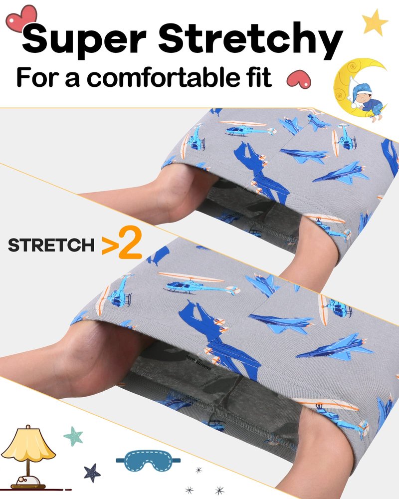 DAUGHTER QUEEN Boys Pajamas Size 6 Pjs for Boys 6t 100% Cotton Long Sleeve Pj Sets Toddler Kids Sleepwear Airplane Jammies Helicopter Night Clothes Small 6X 5-6 Years Old