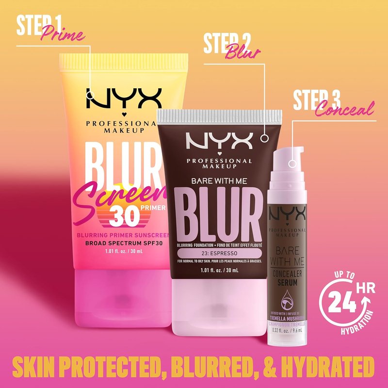 NYX Blurscreen SPF 30 Primer - 3-in-1 Vegan Makeup Primer | No White Cast, Non-Greasy Formula