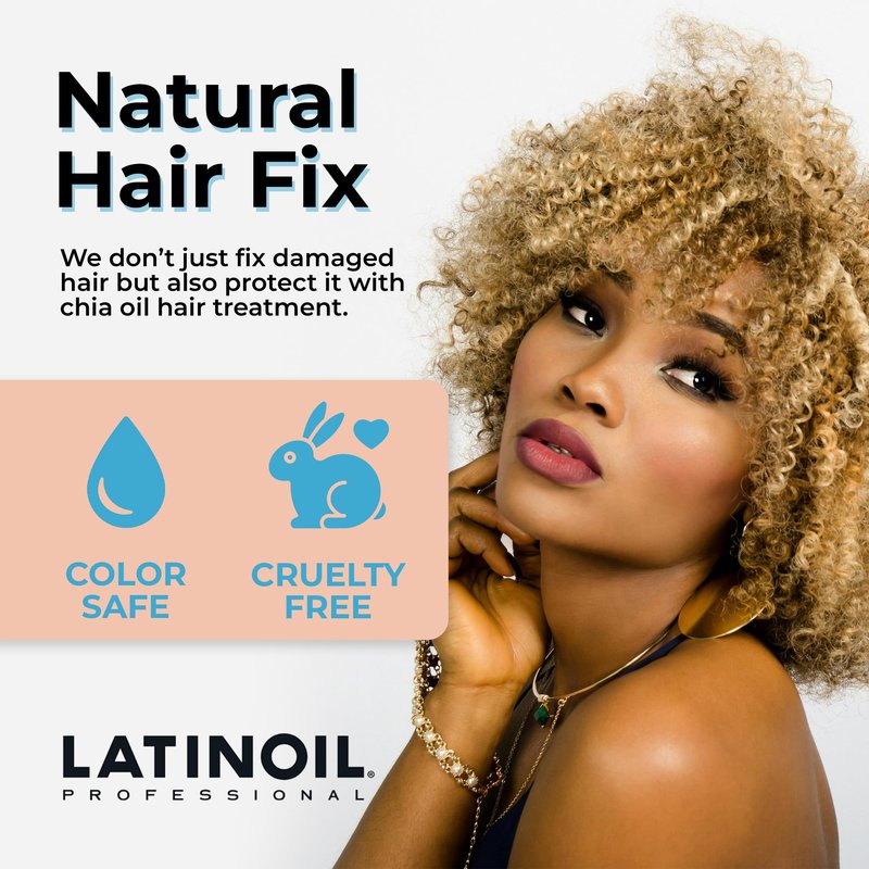 LATINOIL Chia Oil Treatment 2 oz / 60 ml - Instant Repair For Damaged Hair - Eliminates Frizz, Dryness - Adds Silkiness - Absorbs Fully & Quickly - Color Safe - Read our REAL Reviews