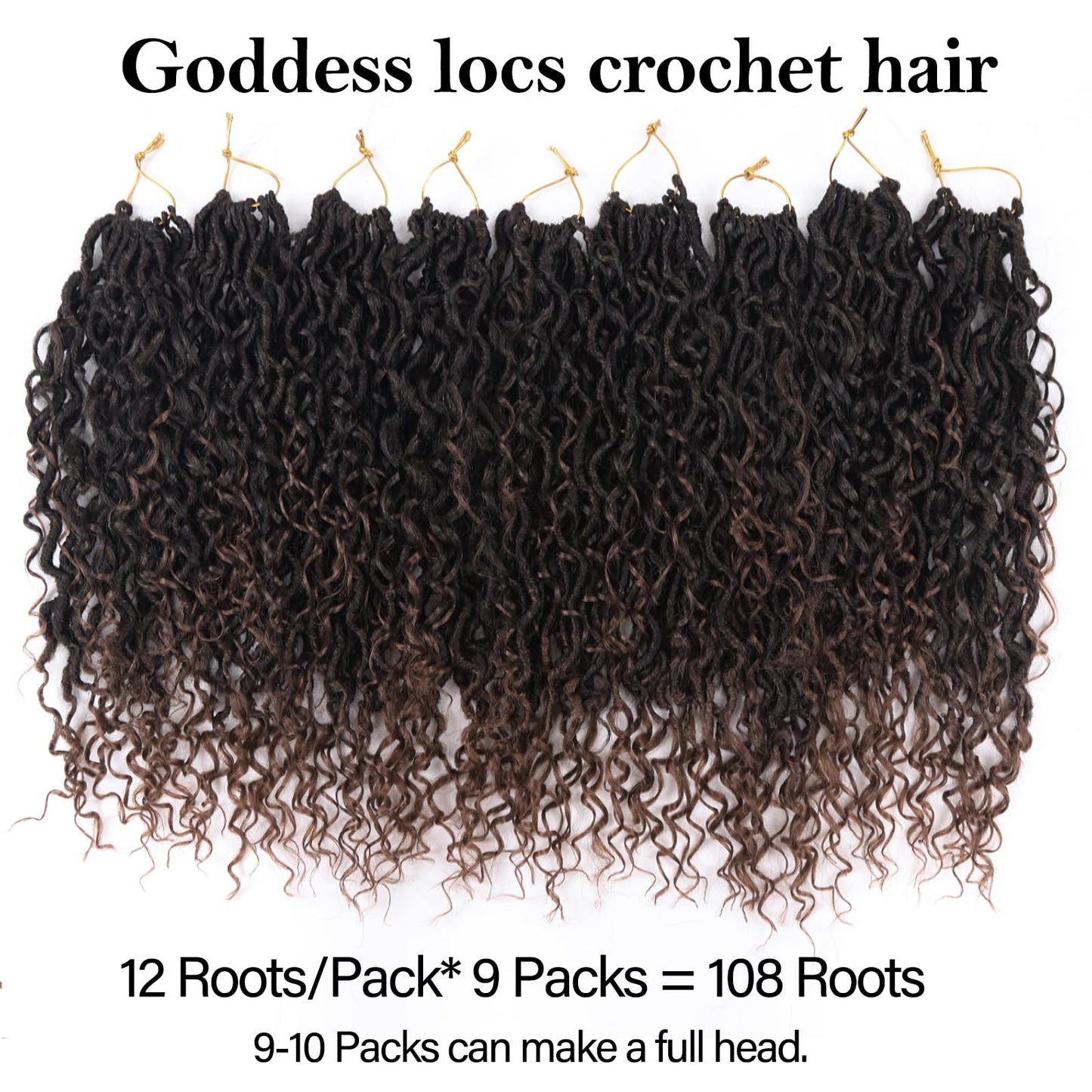 Sosihua Goddess locs crochet hair, 9 packs soft boho faux locs with curly ends bohemian crochet dreads for black women(18Inch,#T30)
