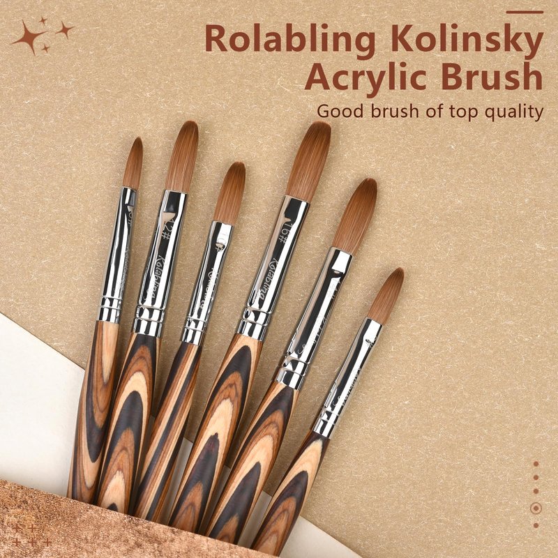 Rolabling 1pc 18#Kolinsky Sable Nail Brush with 1pc 16# Kolinsky Sable Nail Brush Set