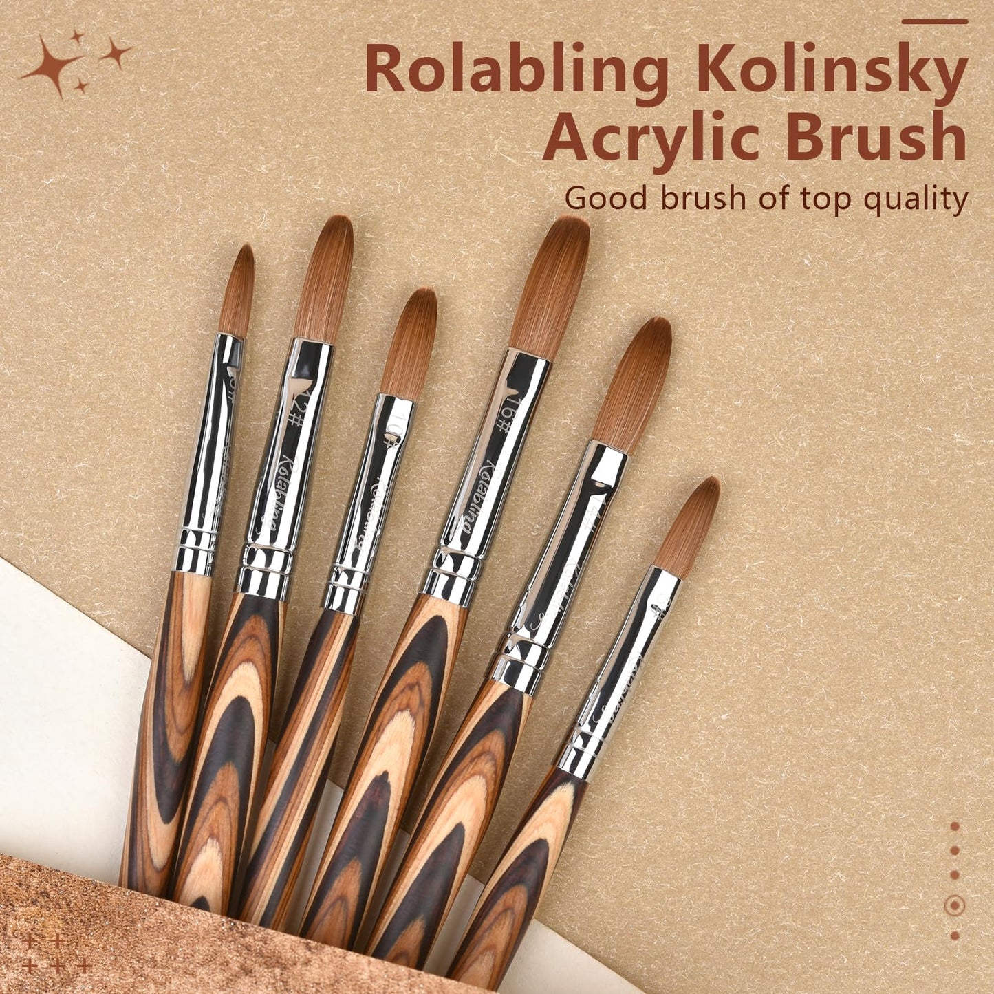 Rolabling 1pc 18#Kolinsky Sable Nail Brush with 1pc 16# Kolinsky Sable Nail Brush Set