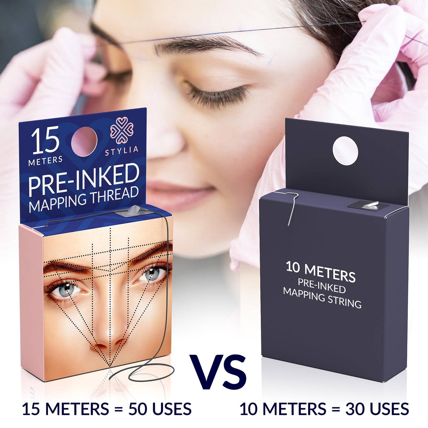 Microblading Supplies Pre-Inked Eyebrow Mapping String – 60 Meters - Ultra-Thin, Mess-Free Thread, Create a Crisp, Spot-on Brow Map Every Time – Hypoallergenic, Cosmetic Grade For Permanent Makeup