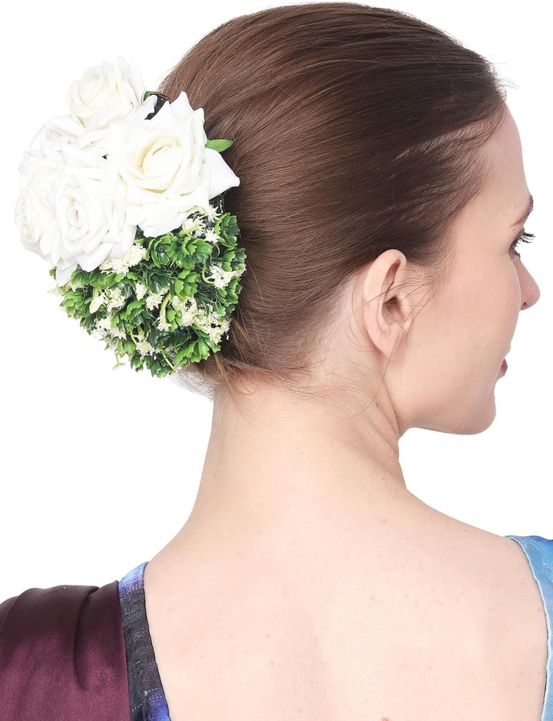 Artificial Blooming Flowers Hair Buns - Perfect for Weddings, Parties & Special Occasions