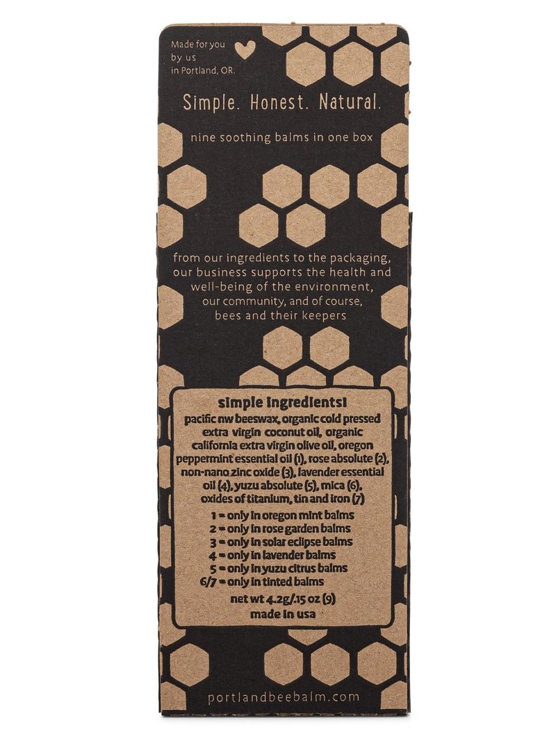 Portland Bee Balm Solar Eclipse All Natural Handmade Beeswax Based SPF 15 Lip Balm, 9 Count
