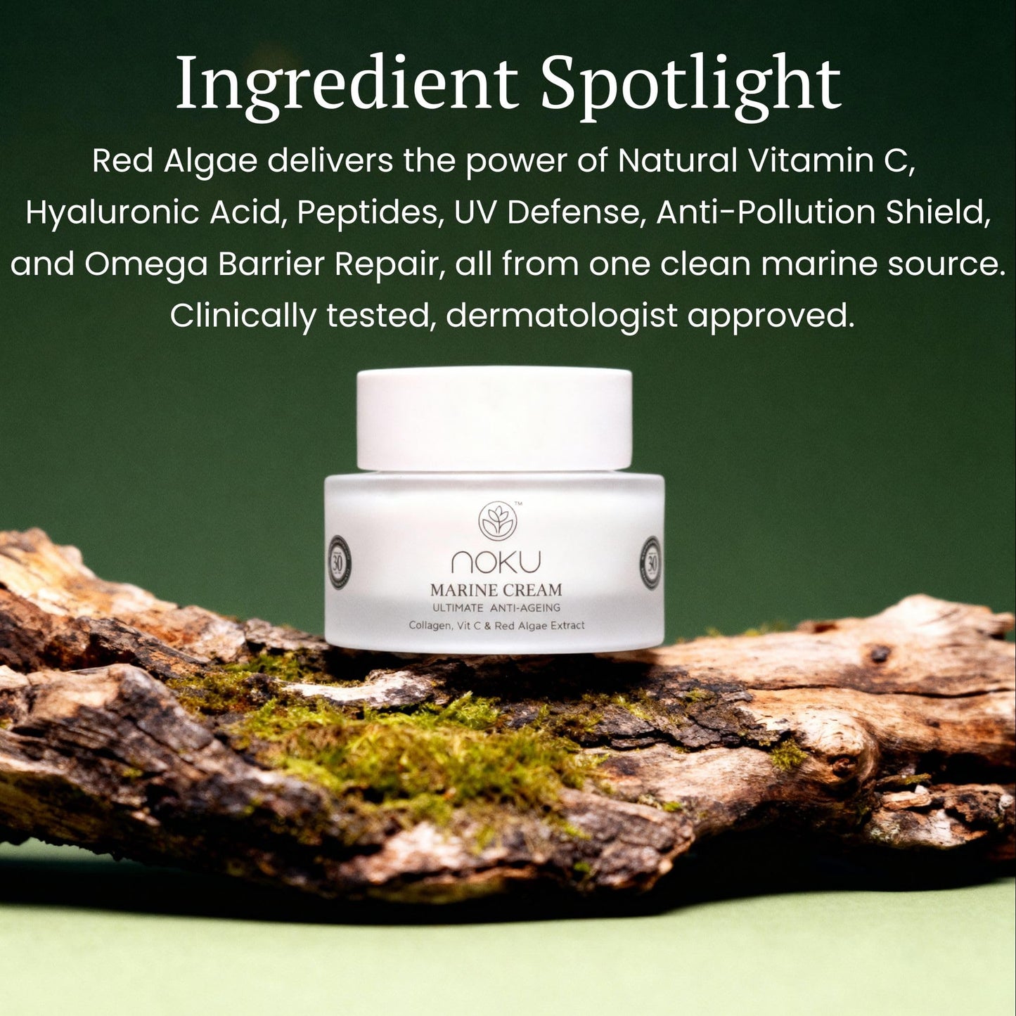 Noku Marine Cream – EWG VERIFIED UltraHydrating Anti-Aging Moisturizer for Men & Women with Red Algae, Vegan Collagen & Argireline Peptides | 50 ml | Vegan, Cruelty-Free, Award-Winning Formula