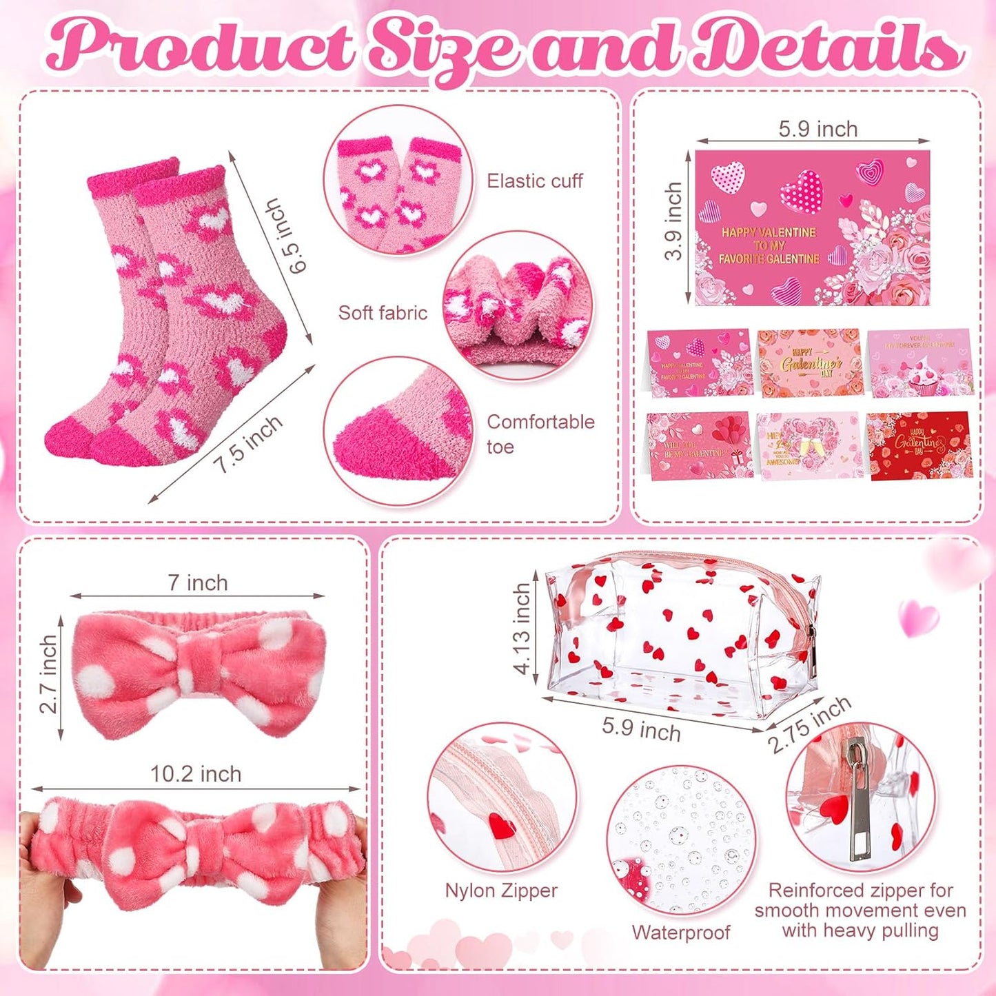 **Galentine's Gift Set - 48 Pcs Pink Makeup Bags, Hair Accessories & Party Supplies for Her | Perfect for Valentine's Day**