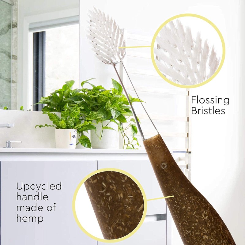 RADIUS Toothbrush Source Floss Brush BPA Free & ADA Accepted Improve Gum Health & Reduce Gum Issues - Medium - Cornstarch/Hemp/Money - Pack of 3