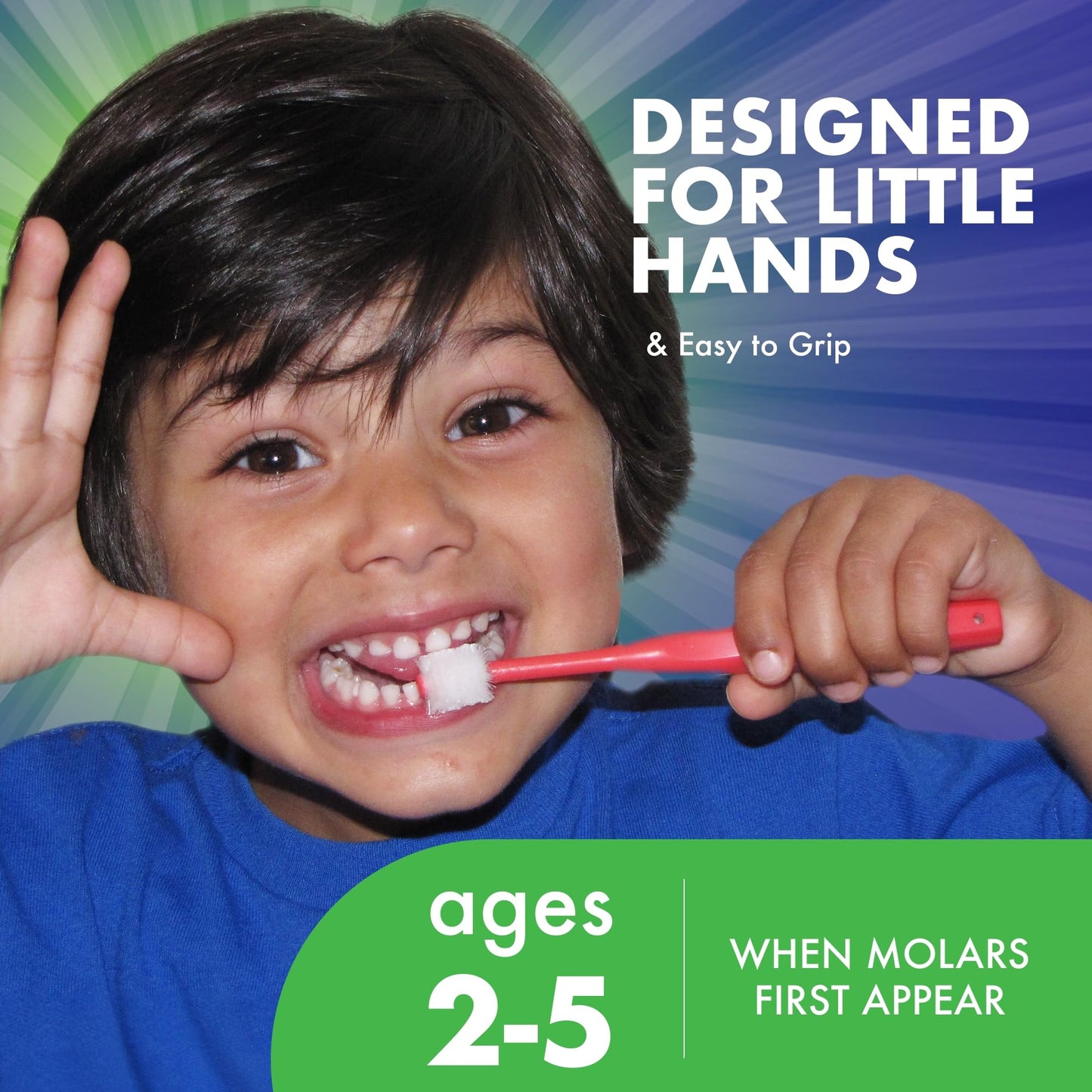 Brilliant Oral Care Child Toothbrush with Soft Bristles and Round Head, for a Kid Approved, Easy to Use All-Around Clean Mouth, Ages 2-5 Years, Pink Lime Lilac, 3 Pack