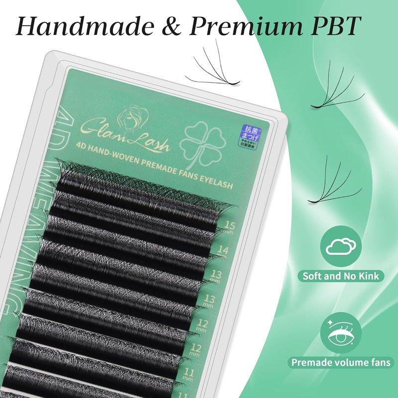 4D Eyelash Extensions - Russian Volume Premade Fans | Natural Soft Matte, 8-15mm Lengths