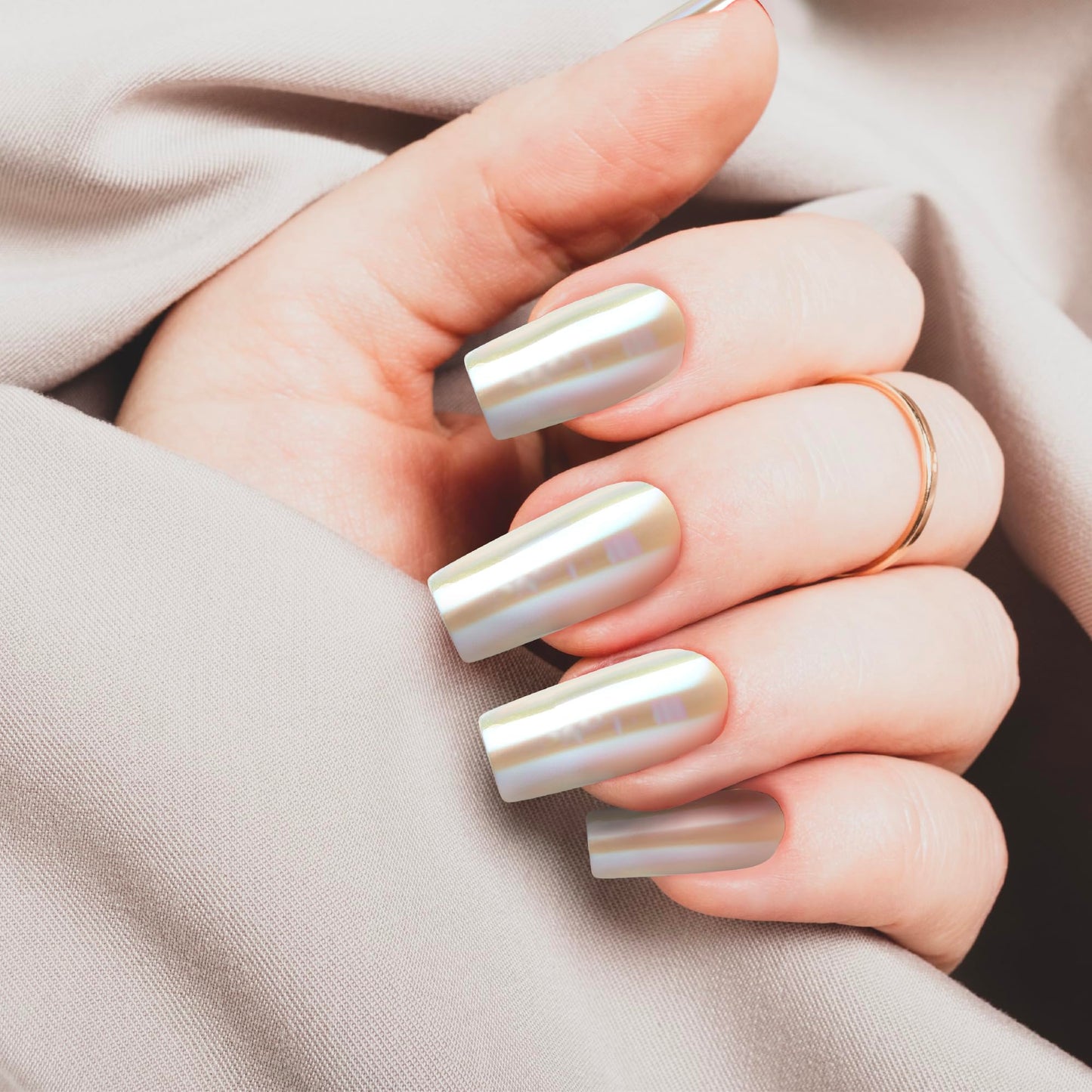 GoldFinger False Nails Kit, Special Chrome Effect, Long Square Metallic Silver Design Nail, Long-Lasting Hottest Trend Press on Nails, Convenient & Easy to Apply