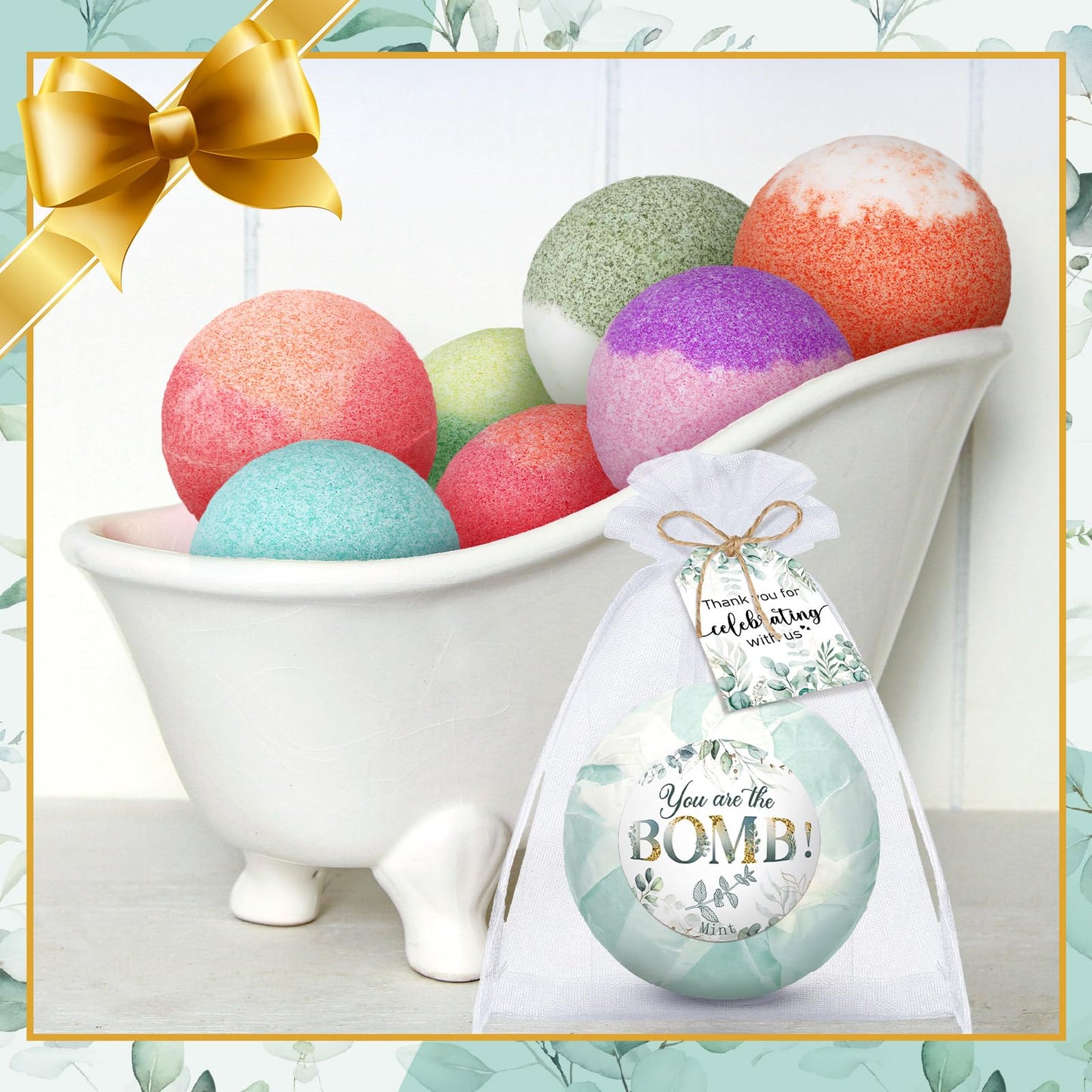 Dansib 50 Packs Wedding Party Favors Bulk Eucalyptus Bath Bombs Spa Gifts Shower Steamers Individually Bridal Shower Favor Gifts Bachelorette Favors Prizes for Guests Women Men