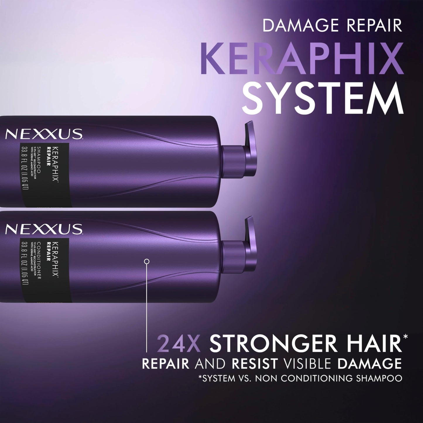 Nexxus KERAPHIX Shampoo for Damage Repair for Damaged Hair Powered by KRT Keratin Resistance Therapy with Liquid Crystal Amino Acids 33.8 Fl oz