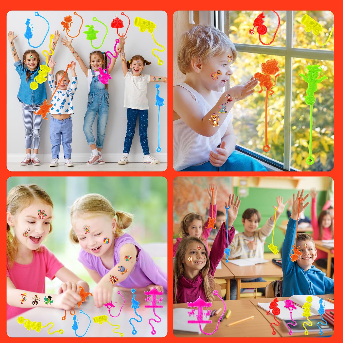 48 PCS Carnival Party Favors - 24 Temporary Tattoos & 24 Stick Hands